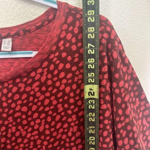 LOGO Lori Goldstein Perina Spotted Printed Tee T-Shirt Plus Size 4X Red S/S - Picture 8 of 8